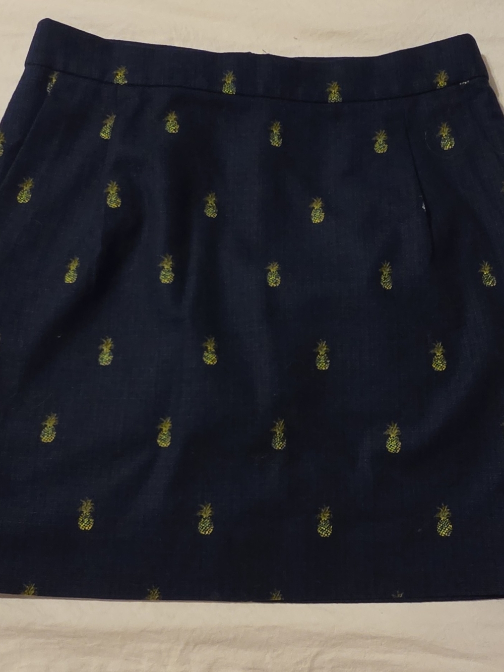 J.Crew Size 2 Navy Pineapple Embroidered A-Line Skirt